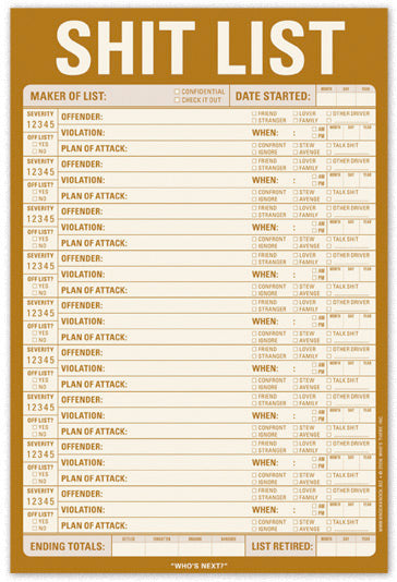 Shit List Sticky Notepad