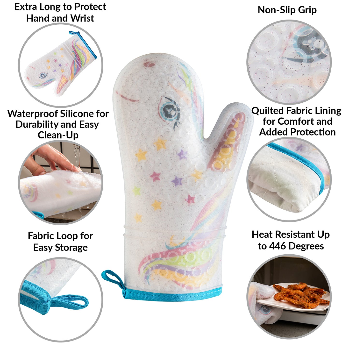 Glitter Magic Unicorn Silicone Oven Mitt