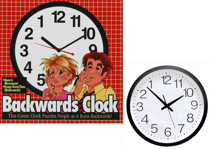 Backwardsbound Cleaner Clock Backwards Wall Clock – FunSlurp