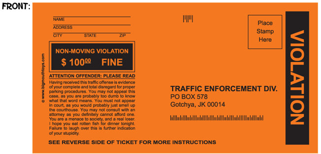 Fake Parking Tickets: Set of 5
