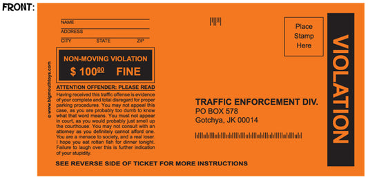 Fake Parking Tickets: Set of 5